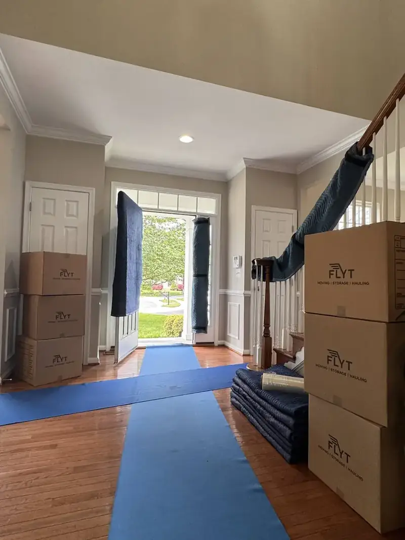 FLYT Moving crew loading a new single-family home at Embrey Mill in North Stafford, VA